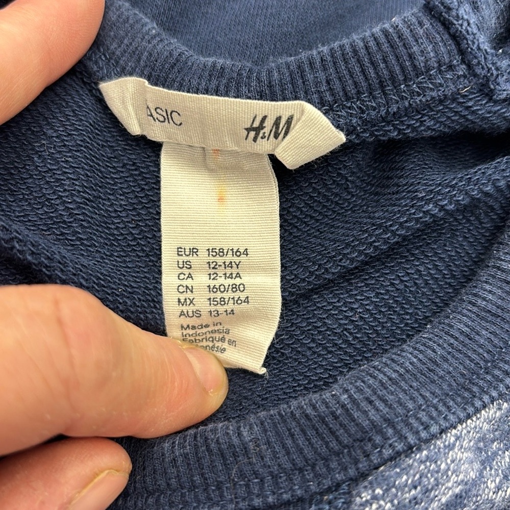 H&M Basic Heather Blue Crewneck Sweat Shirt Boys 12-14 Years Ages 13-14